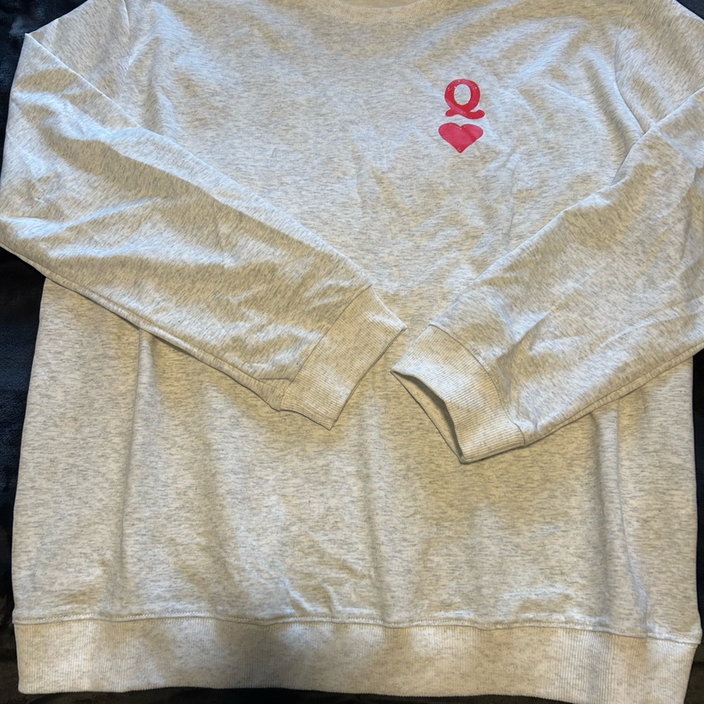 Gray Sweatshirt with Pink Logo